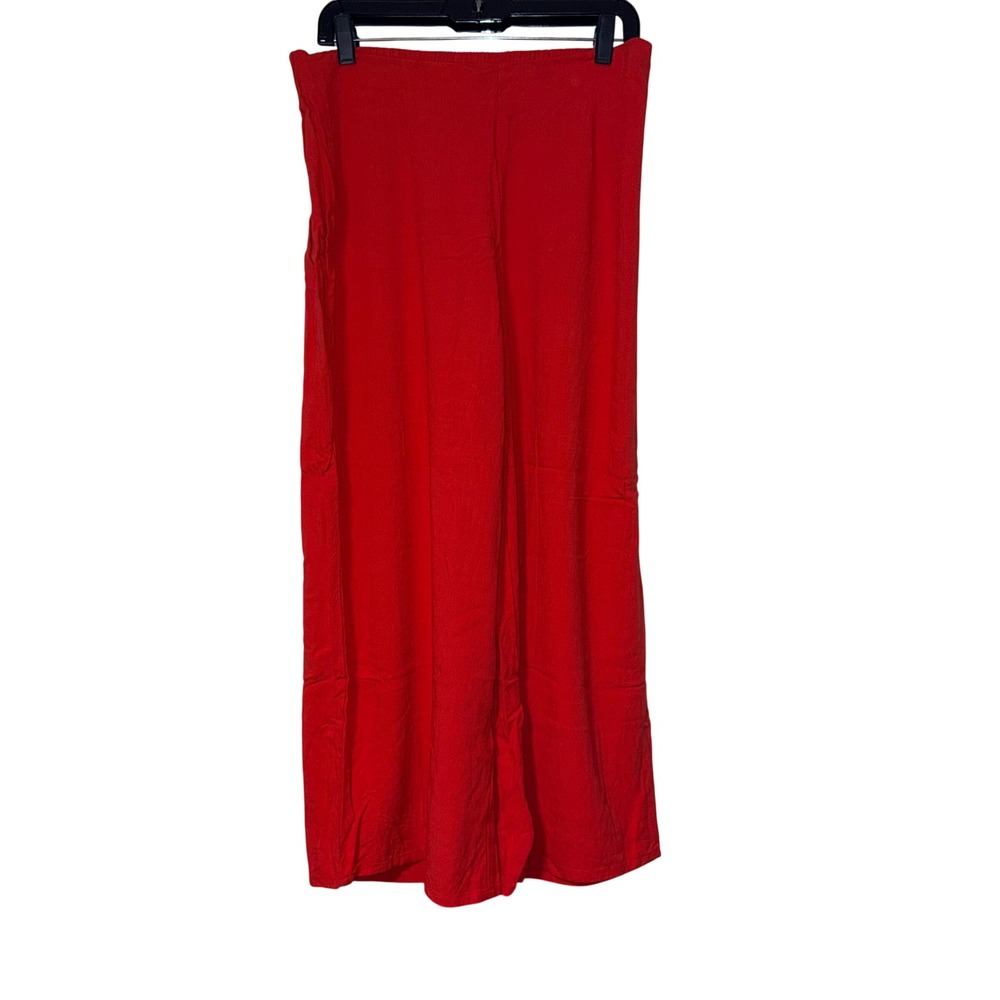 Sienna Sky Wide Leg Pants Womens XL Red Textured Elastic Waist Button Detail